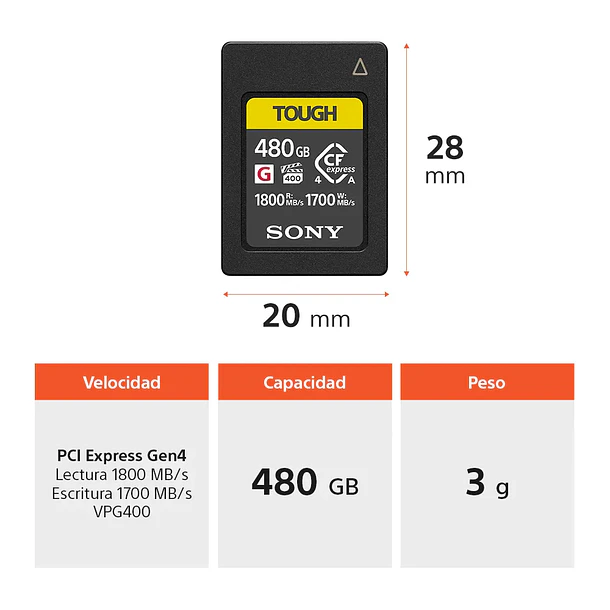 Sony CEA-G480T 480G Tarjeta de Memoria CFexpress Tipo A de la serie CEA-G 3