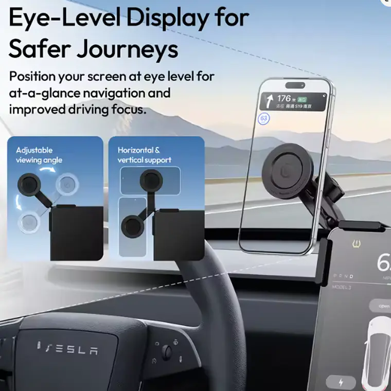 Ulanzi SK28 Montura de Teléfonos en Pantallas de Automóviles Compatible Con Vehículos Tesla 3