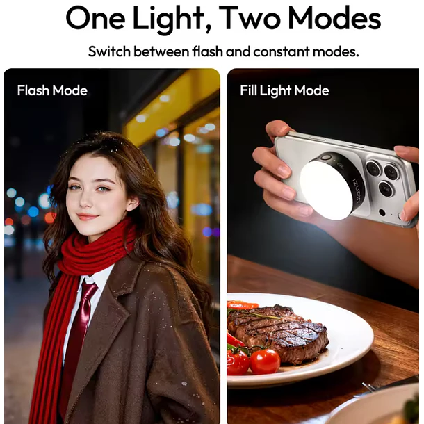 Ulanzi MFL01 Mini Flash y Luz Continua Para Teléfonos (Negro) 3