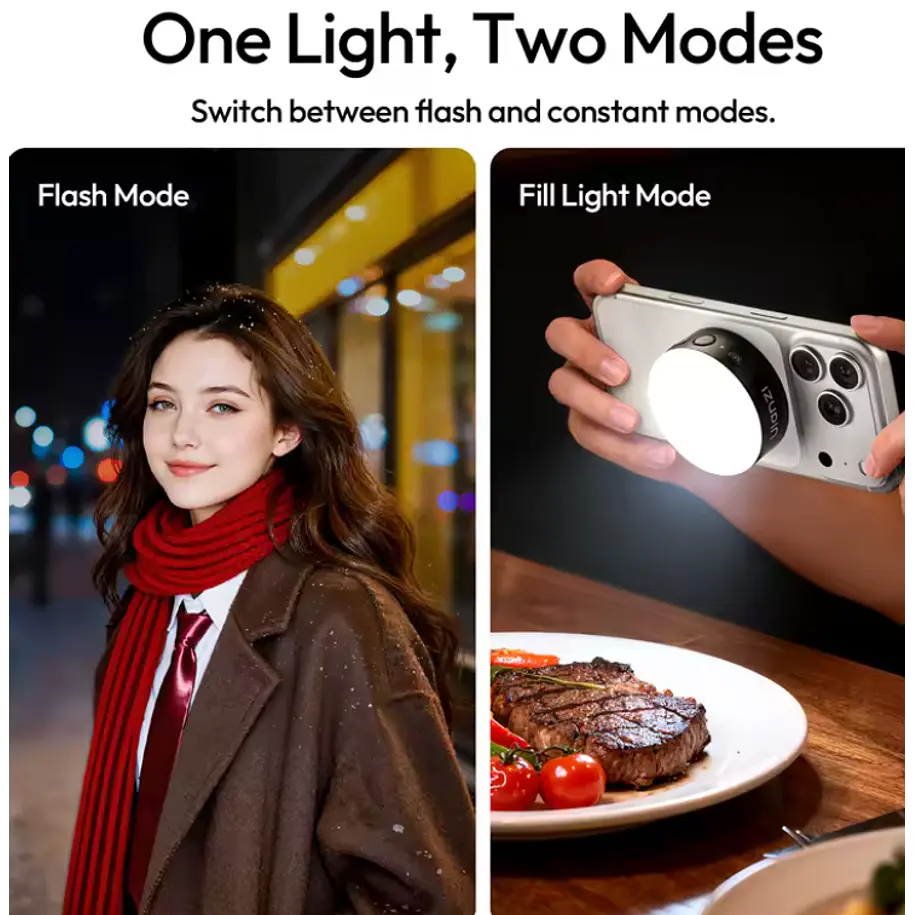 Ulanzi MFL01 Mini Flash y Luz Continua Para Teléfonos (Negro) 3