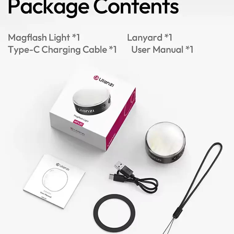 Ulanzi MFL01 Mini Flash y Luz Continua Para Teléfonos (Negro) 4