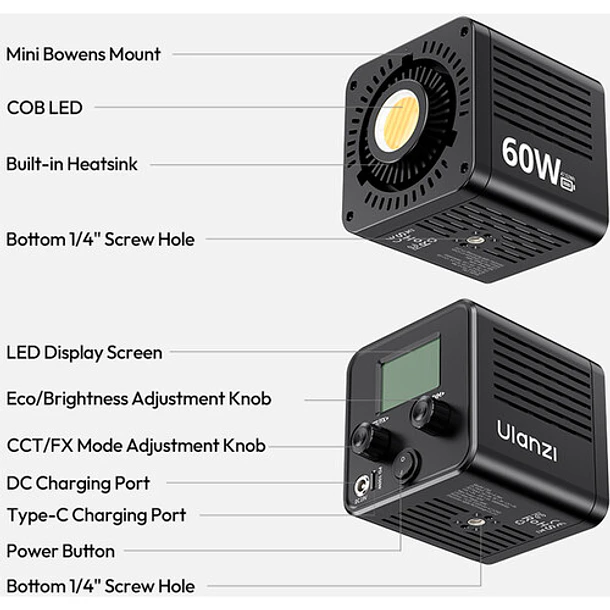 Ulanzi C60 60W Bi-Color Luz Para Video L269 14