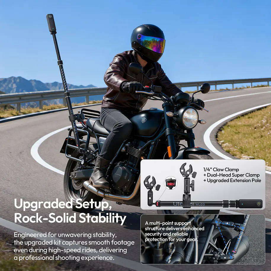 Ulanzi VL03 Barra Selfie Invisible Para Motocicletas T119 18