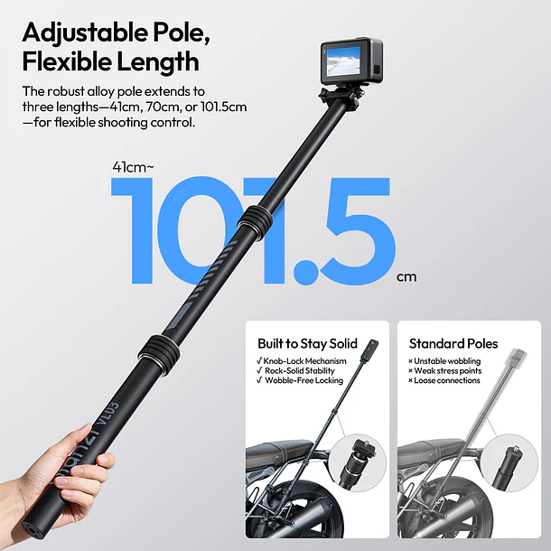 Ulanzi VL03 Barra Selfie Invisible Para Motocicletas T119 21