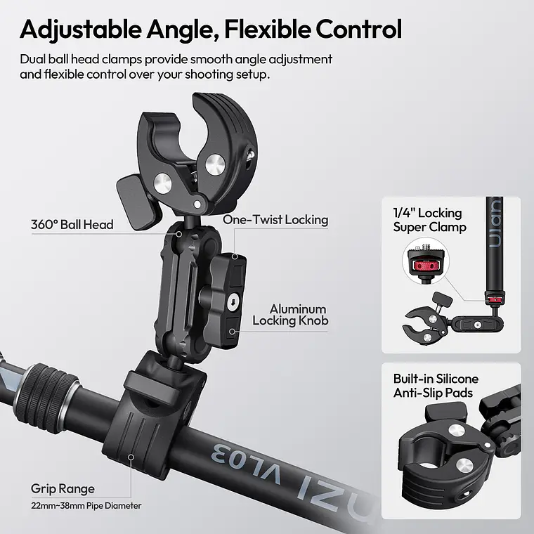Ulanzi VL03 Barra Selfie Invisible Para Motocicletas T119 22
