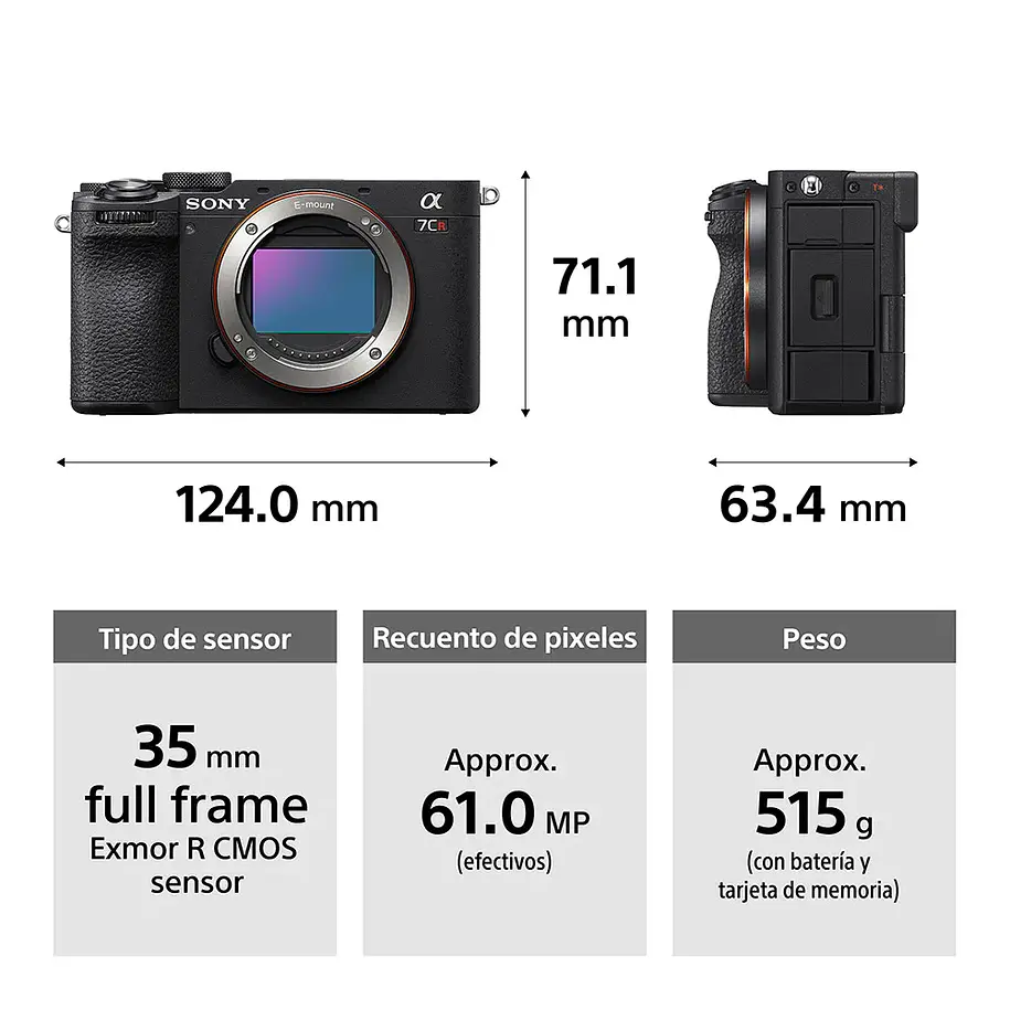 Sony A7 CR Cámara Mirrorless 61 MP (Sin Lente) - ILCE-7CR E38  Color Negro 7