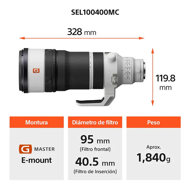 Sony FE 100-400 mm F4.5 GM OSS Lente Zoom Teleobjetivo – SEL100400MCW.SYX 2