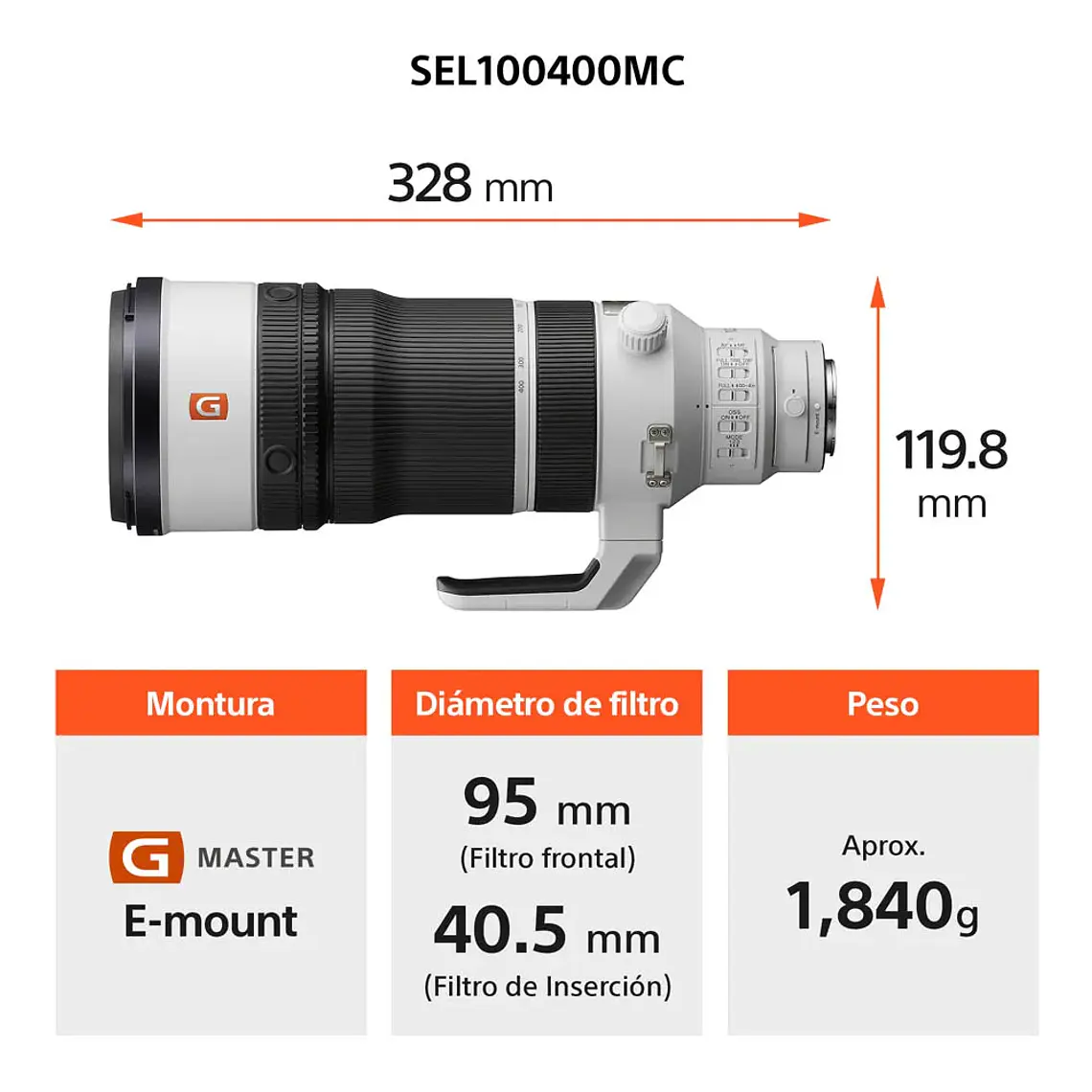 Sony FE 100-400 mm F4.5 GM OSS Lente Zoom Teleobjetivo – SEL100400MCW.SYX 2