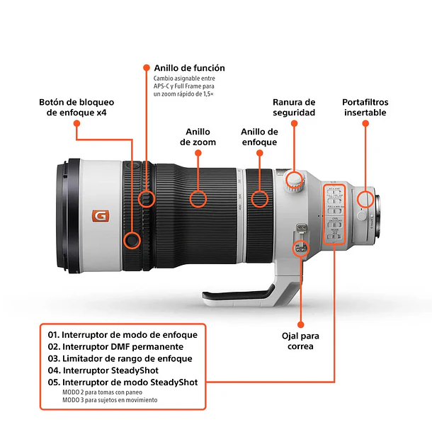 Sony FE 100-400 mm F4.5 GM OSS Lente Zoom Teleobjetivo – SEL100400MCW.SYX 7