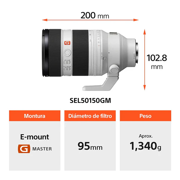 Sony FE de 50-150 mm F2 GM Lente Normal a Semi Teleobjetivo – SEL50150GM.SOLA 2
