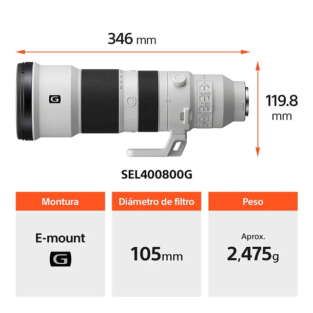Sony FE 400-800 mm F6.3-8 G OSS Lente Zoom Teleobjetivo – SEL400800G.SOLA 3
