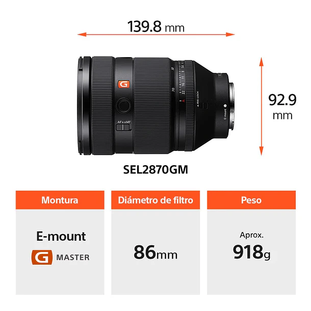 Sony FE de 28-70 mm F2 GM Lente Zoom – SEL2870GM.SOLA 3