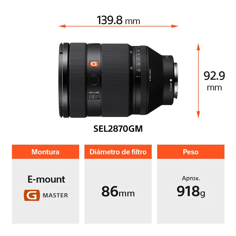 Sony FE de 28-70 mm F2 GM Lente Zoom – SEL2870GM.SOLA 3