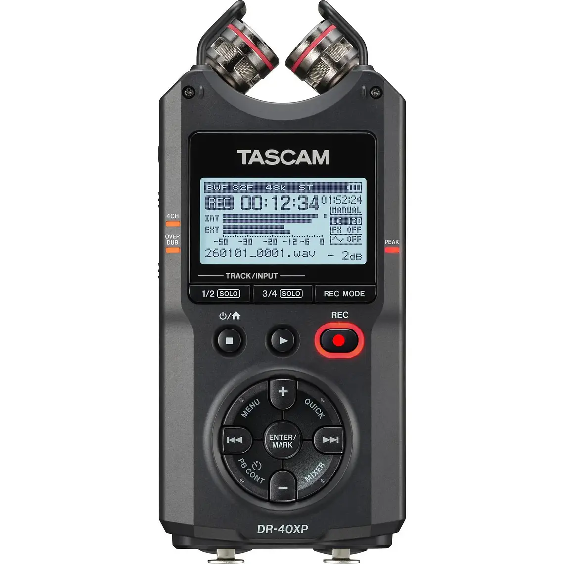 Tascam DR-40XP Grabadora 32 bits Flotantes con Interfaz USB-C y Micrófonos Ajustables 1