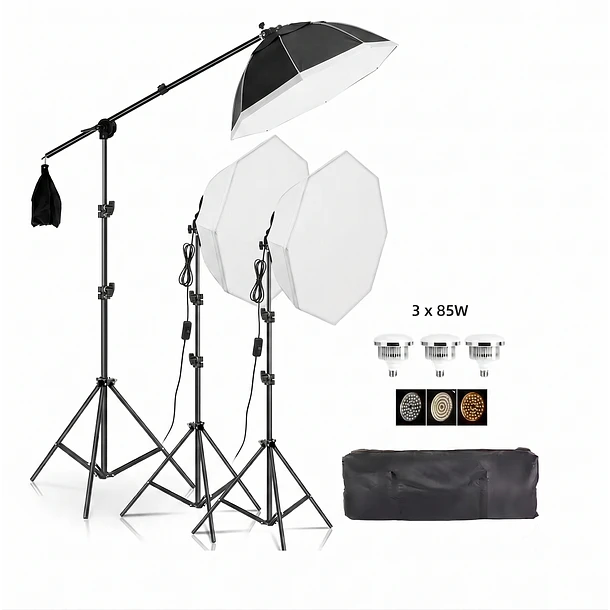 Iluminus IL-YX-DP03 Kit 3 Luces Bicolor Con Softbox y Jirafa 1