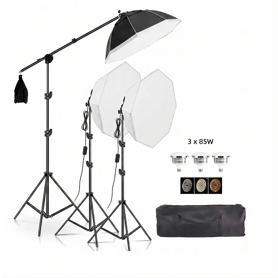 Iluminus IL-YX-DP03 Kit 3 Luces Bicolor Con Softbox y Jirafa 1