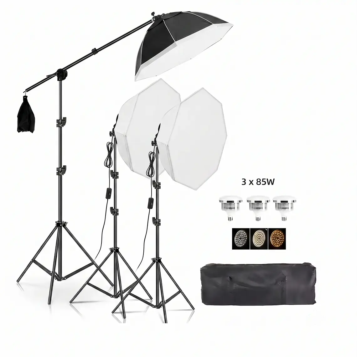 Iluminus IL-YX-DP03 Kit 3 Luces Bicolor Con Softbox y Jirafa 1