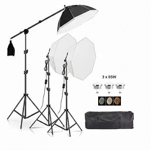 Iluminus IL-YX-DP03 Kit 3 Luces Bicolor Con Softbox y Jirafa
