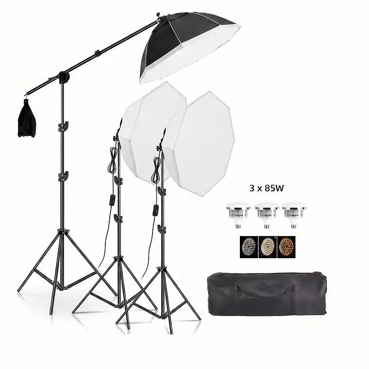 Iluminus IL-YX-DP03 Kit 3 Luces Bicolor Con Softbox y Jirafa 1