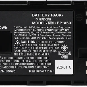 Canon BP-A60 Batería Para  EOS C300 Mark II, C200, y C200B