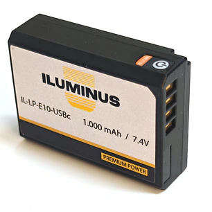 Iluminus IL-LP-E10-USBc Batería Para Equipos Que Usan LP-E10 Con Puerto de Carga Incorporado