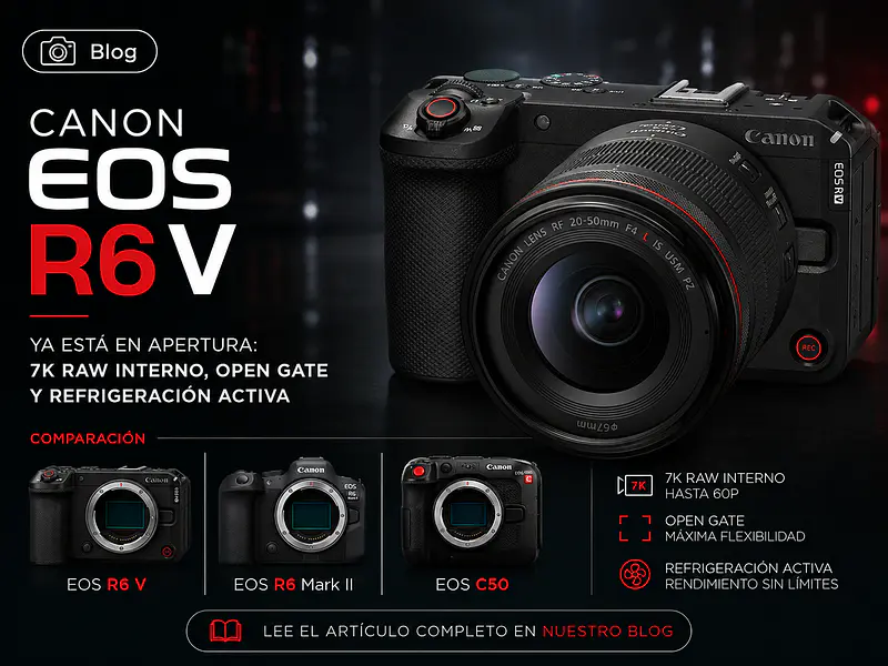 Canon EOS R6 V ya está en Chile: 7K RAW interno, Open Gate y refrigeración activa