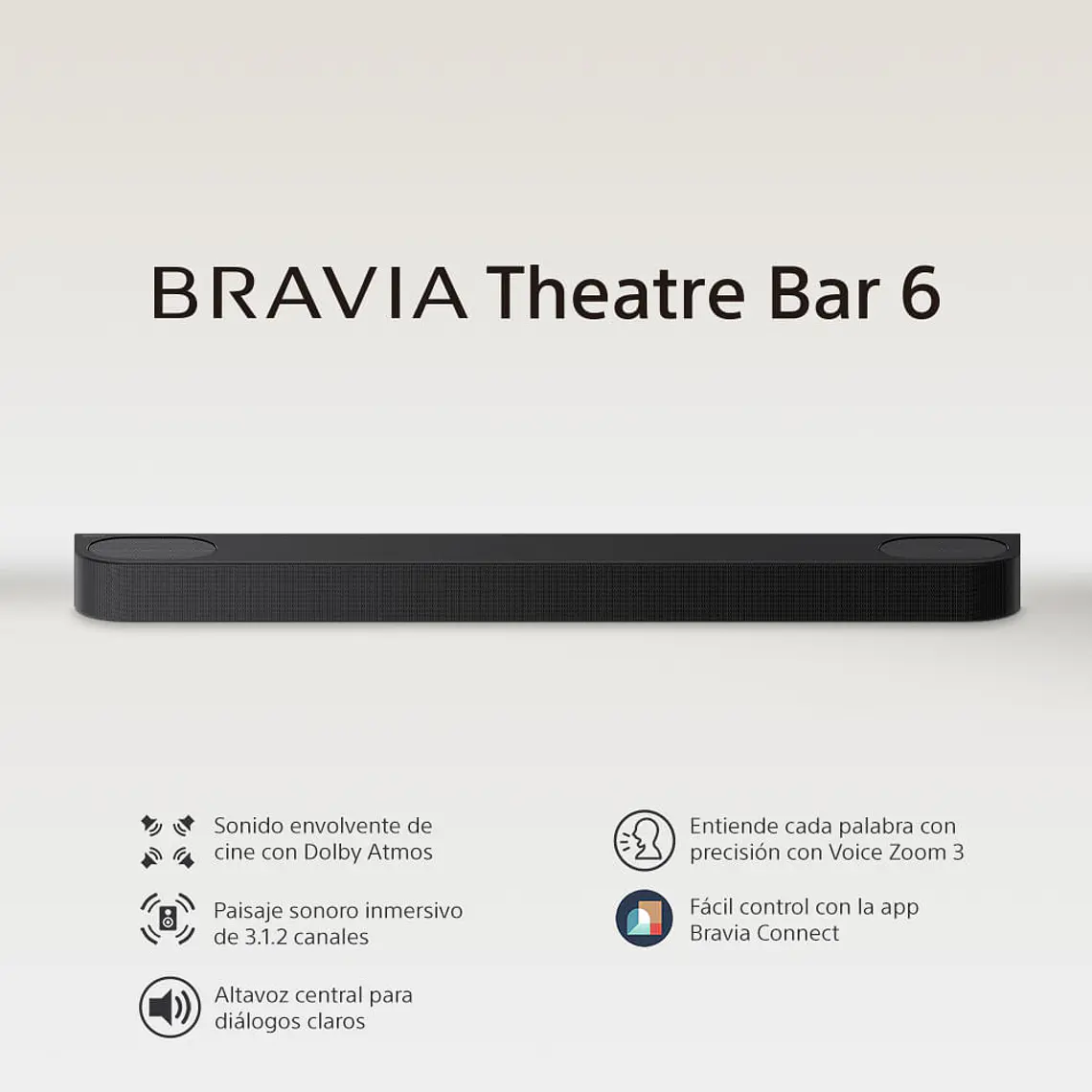 Sony Bravia Theatre Bar 6 Barra de Sonido 3.1.2 Canales Subwoofer Inalámbrico Dolby Atmos/DTS:X 3