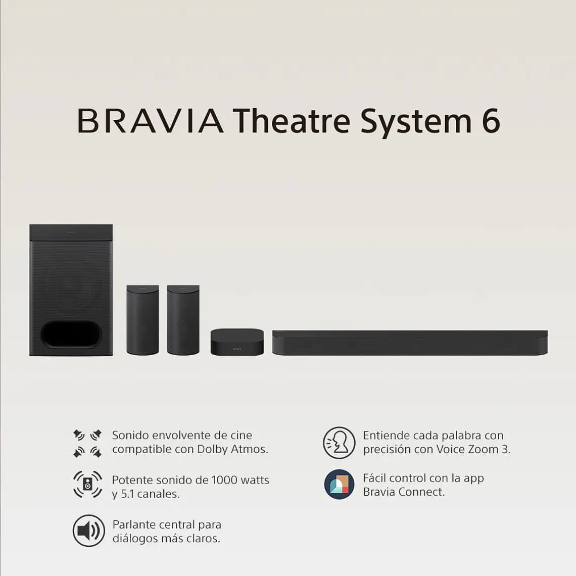 Sony Bravia Theatre System 6 Sistema Home Theatre 5.1 Canales 1000 W Dolby Atmos/DTS:X 3