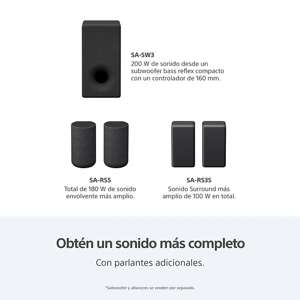 Sony HT-A3000 Barra de Sonido 3.1 Canales Tecnología 360 Spatial Sound Mapping y Dolby Atmos/DTS:X 7