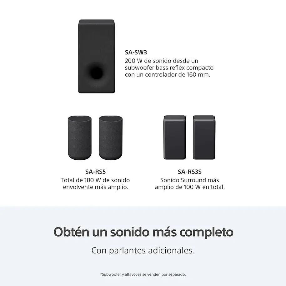 Sony HT-A3000 Barra de Sonido 3.1 Canales Tecnología 360 Spatial Sound Mapping y Dolby Atmos/DTS:X 7