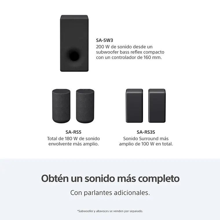 Sony HT-A3000 Barra de Sonido 3.1 Canales Tecnología 360 Spatial Sound Mapping y Dolby Atmos/DTS:X 7