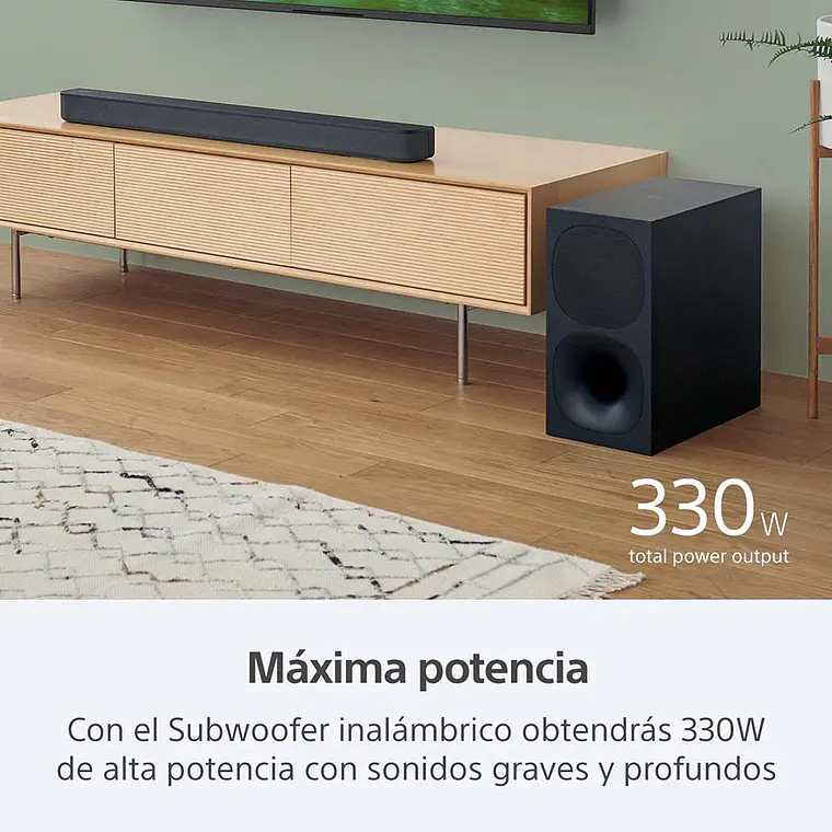 Sony HT-S400 Barra de Sonido 2.1 Canales Con Potente Subwoofer Inalámbrico 7