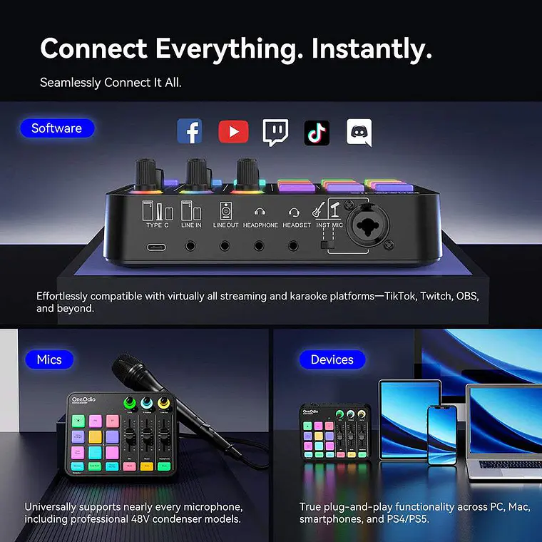 OneOdio Solocaster - Interfaz de Audio 4
