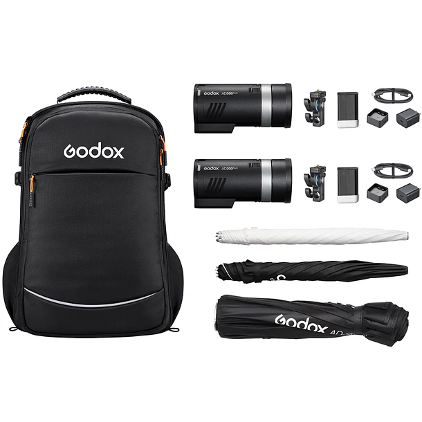 Godox Mochila Con 2 AD300proII y Accesorios (sin trípodes) 1