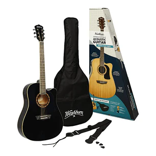 Washburn AD5CEBPACK-A-U Pack de Guitarra Electroacústica Dreadnought Cutaway Black
