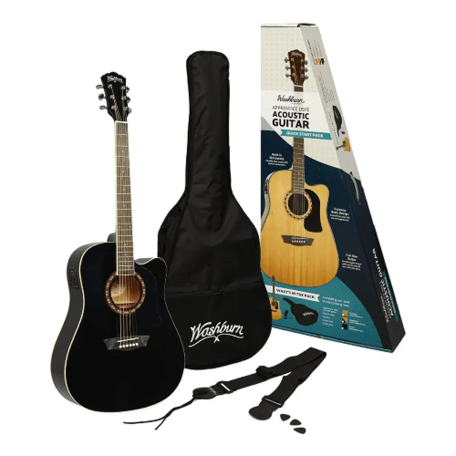 Washburn AD5CEBPACK-A-U Pack de Guitarra Electroacústica Dreadnought Cutaway Black 2