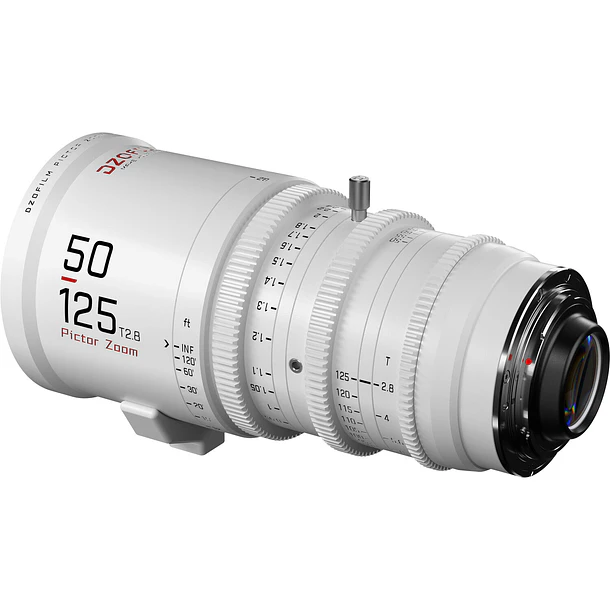 DZOFilm Pictor 50 a 125mm T2.8 Super 35 Zoom Lente Montura PL Con Adaptador Montura EF Blanco 3