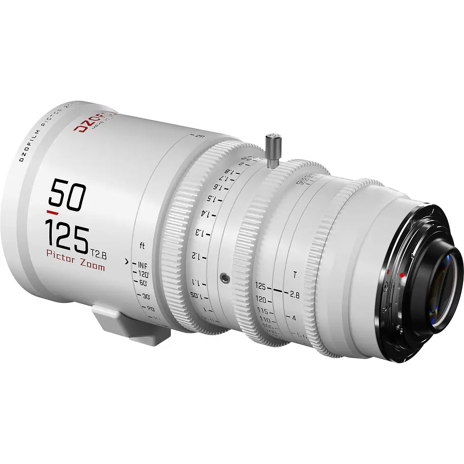 DZOFilm Pictor 50 a 125mm T2.8 Super 35 Zoom Lente Montura PL Con Adaptador Montura EF Blanco 3