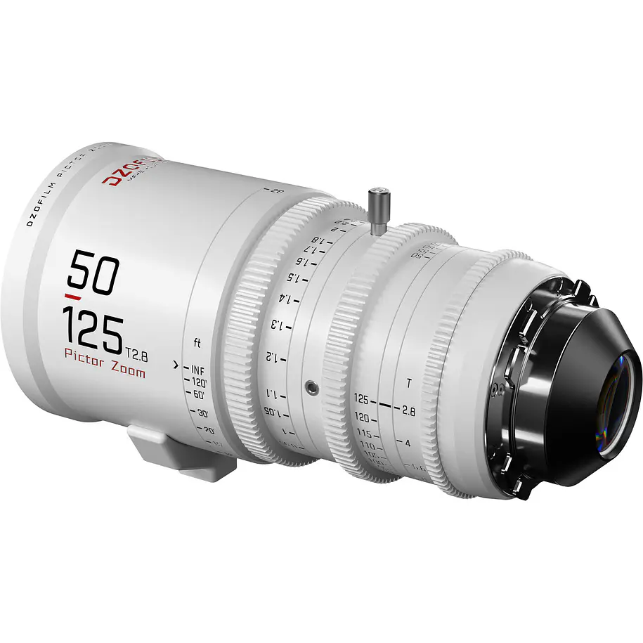 DZOFilm Pictor 50 a 125mm T2.8 Super 35 Zoom Lente Montura PL Con Adaptador Montura EF Blanco 4