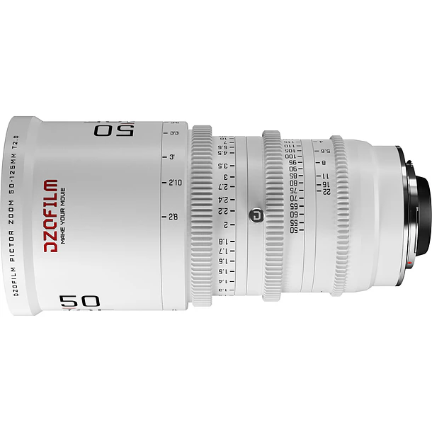 DZOFilm Pictor 50 a 125mm T2.8 Super 35 Zoom Lente Montura PL Con Adaptador Montura EF Blanco 5