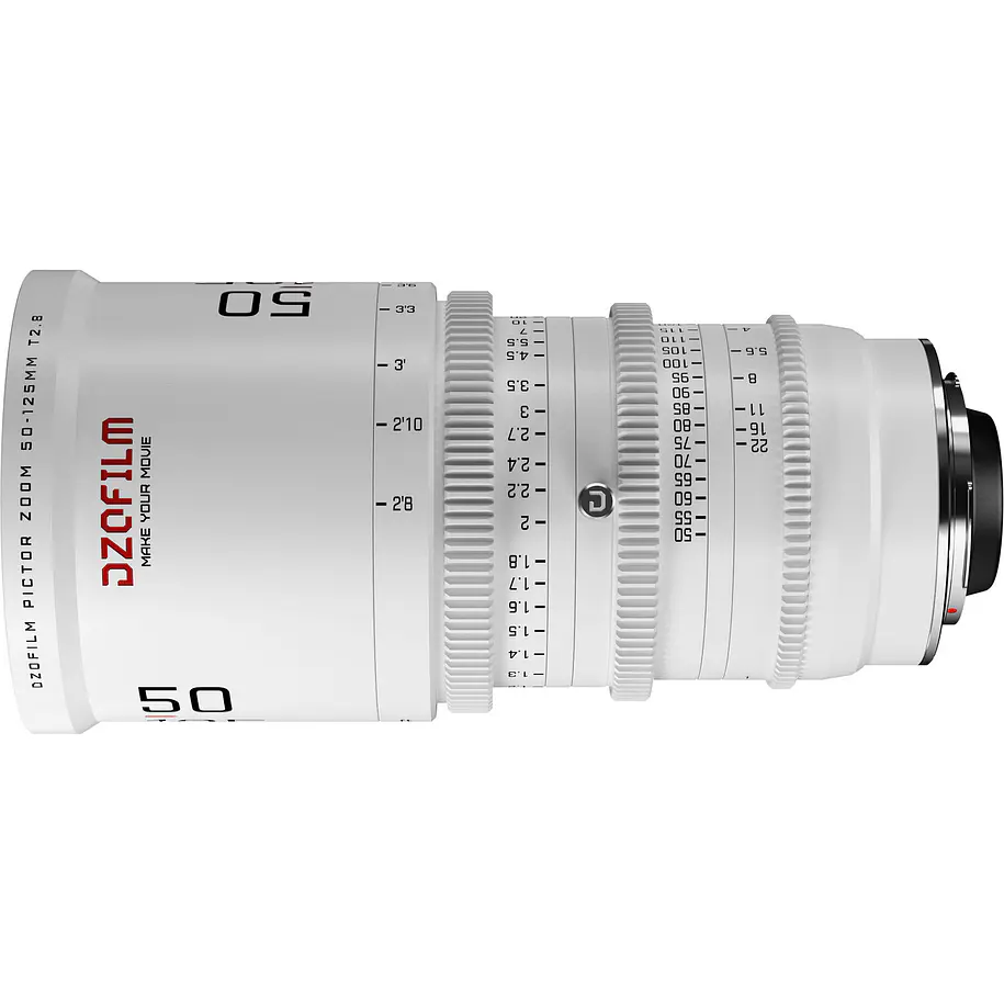 DZOFilm Pictor 50 a 125mm T2.8 Super 35 Zoom Lente Montura PL Con Adaptador Montura EF Blanco 5