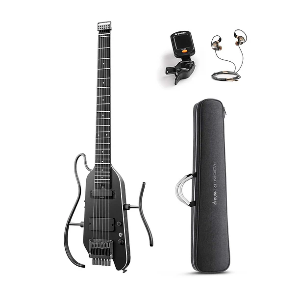Donner HUSH X PRO Guitarra Eléctrica de Viaje Headless con Efectos Integrados Black EC7030 11