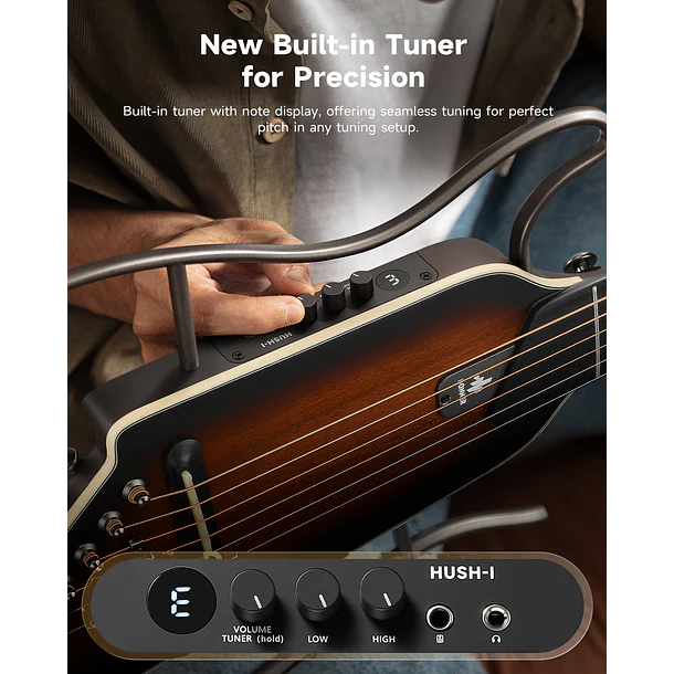 Donner HUSH I Evo2 Guitarra Electroacústica Silenciosa de Viaje con Preamp HPS-II Natural EC7488 6
