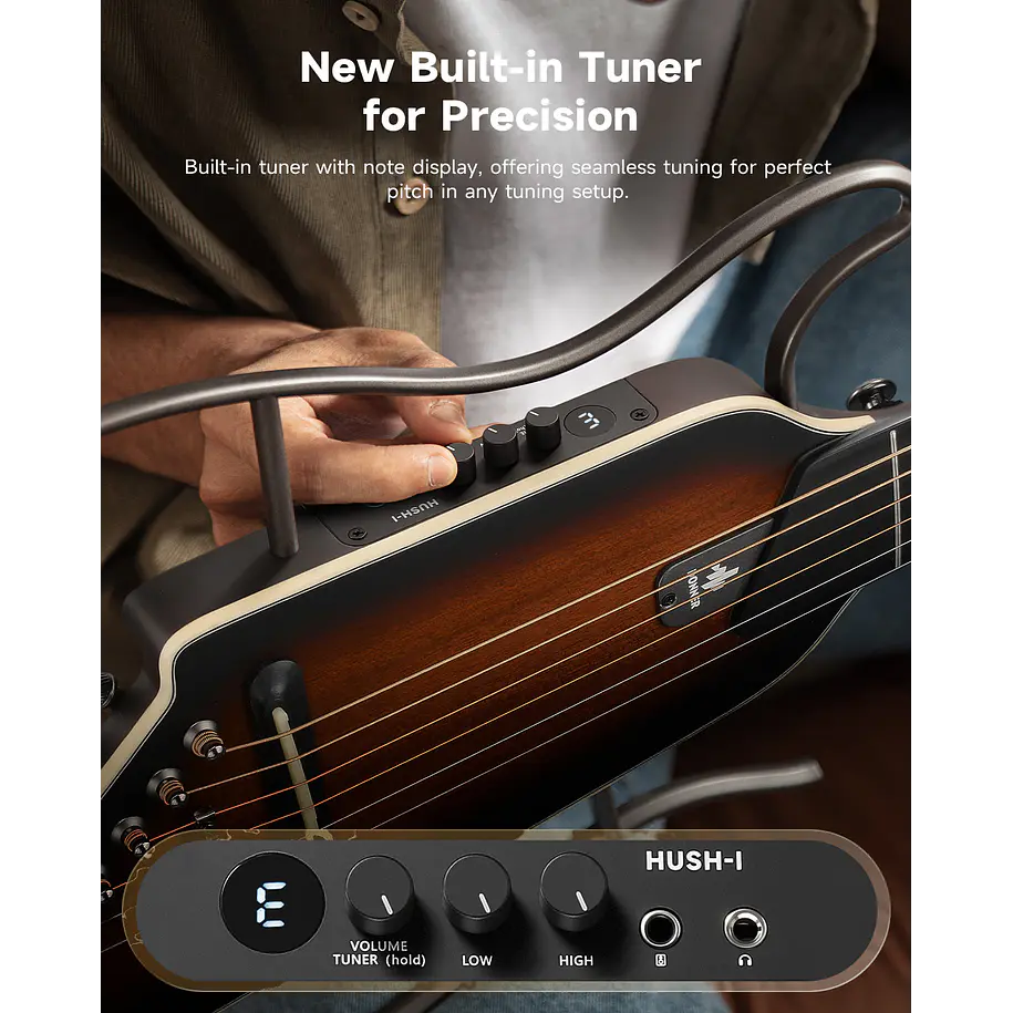 Donner HUSH I Evo2 Guitarra Electroacústica Silenciosa de Viaje con Preamp HPS-II Natural EC7488 6