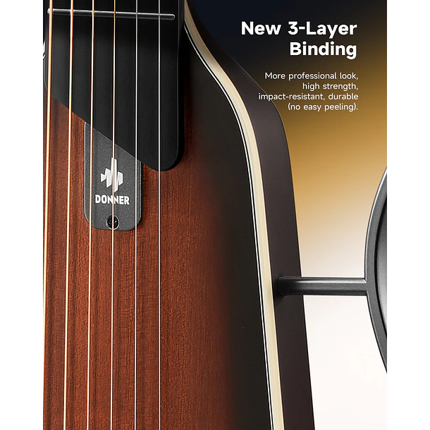 Donner HUSH I Evo2 Guitarra Electroacústica Silenciosa de Viaje con Preamp HPS-II Natural EC7488 8