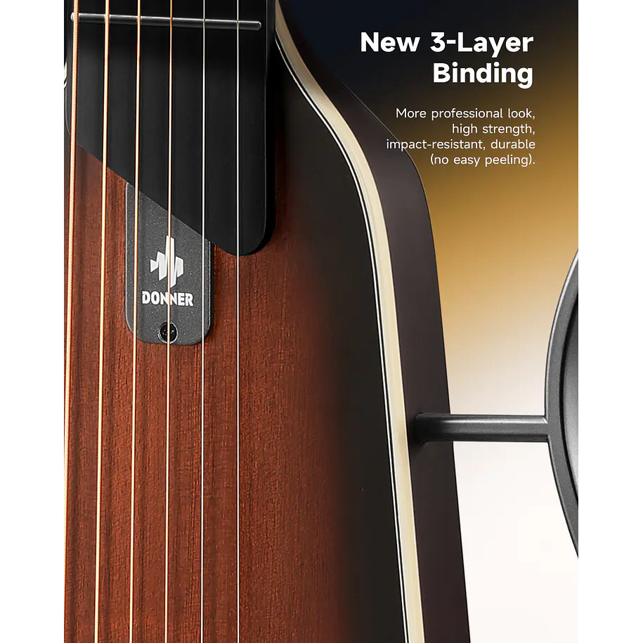 Donner HUSH I Evo2 Guitarra Electroacústica Silenciosa de Viaje con Preamp HPS-II Natural EC7488 8