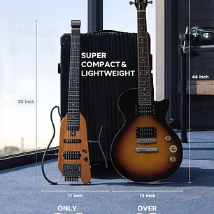 Donner HUSH-X Guitarra Eléctrica de Viaje Headless Ultraliviana Natural EC6808