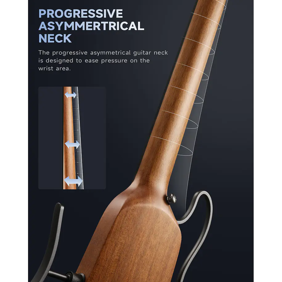 Donner HUSH-X Guitarra Eléctrica de Viaje Headless Ultraliviana Natural EC6808 7