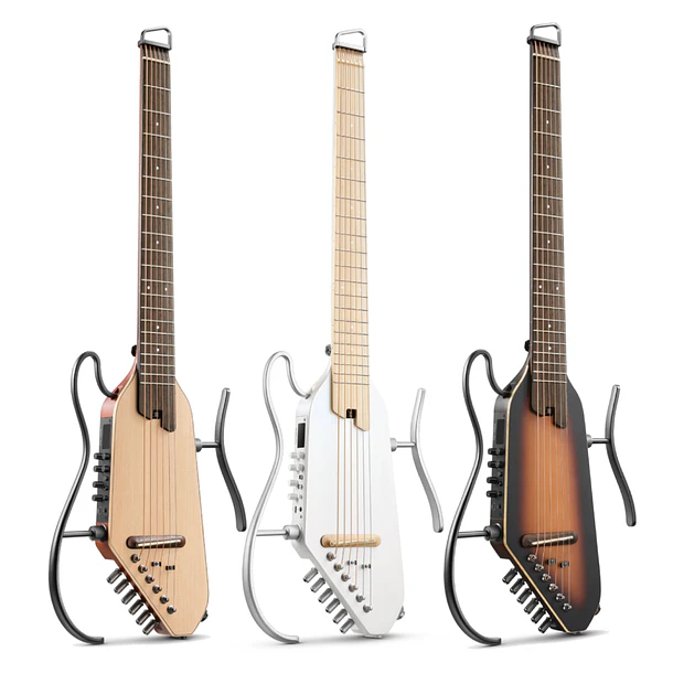 Donner HUSH-I Pro Guitarra Electroacústica de Viaje Headless con Efectos Integrados White EC6868 1