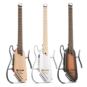 Donner HUSH-I Pro Guitarra Electroacústica de Viaje Headless con Efectos Integrados White EC6868